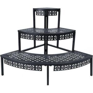 3 Tier Plant Stand Flower Pot Rack, Metal Stair-Step Style Corner Shelf